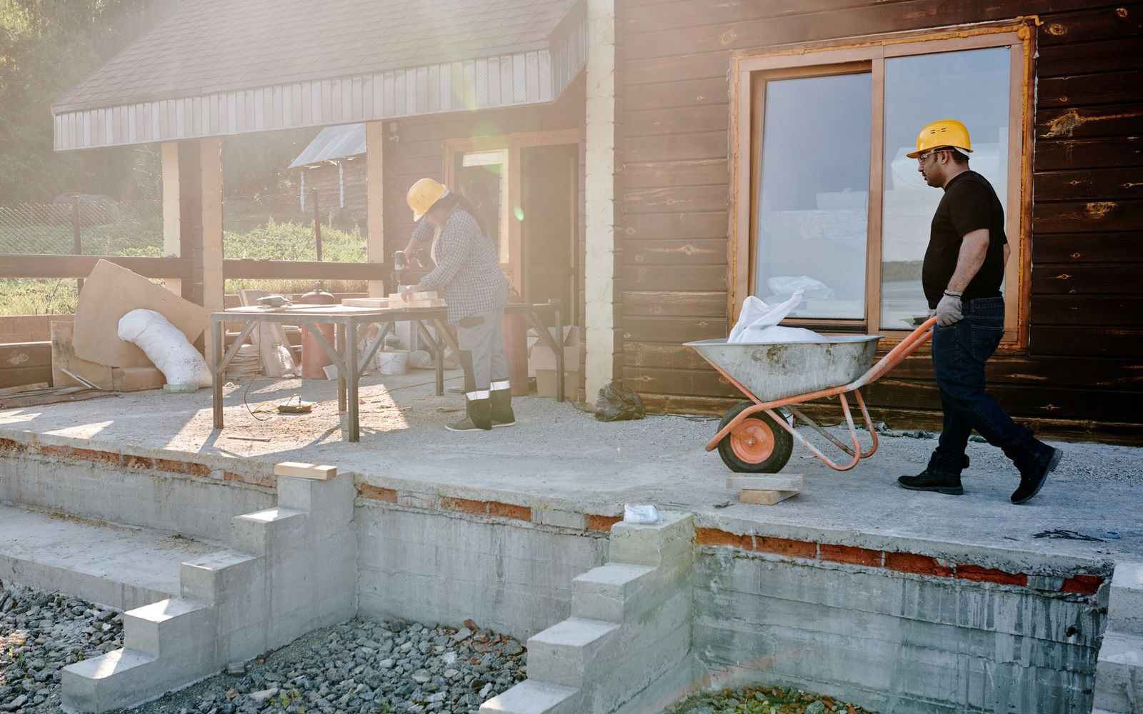 A carpenter working at a workbench